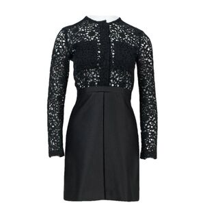 Victoria Beckham Black Lace Long Sleeve Dress Size 6